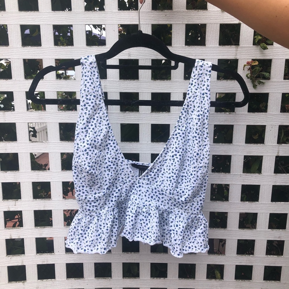 COPY - BLUE AND WHITE FLORAL TANK TOP